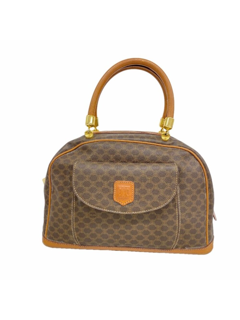 Celine Handbag Macadam Brown Gold